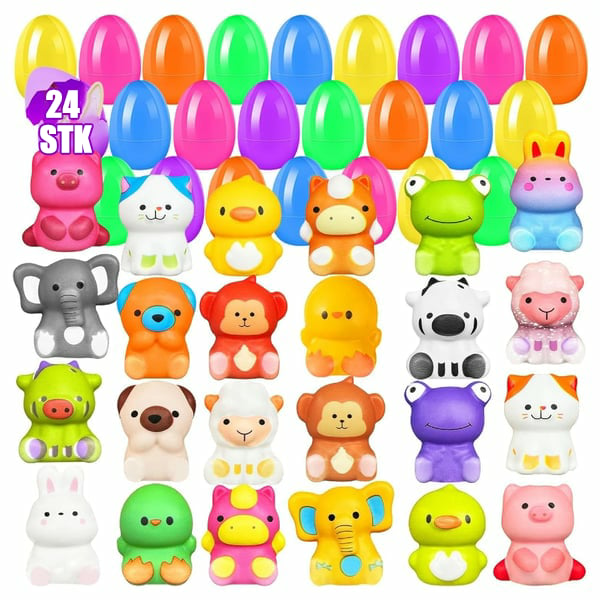 🎉🥚24 Stück Ostereier mit vorgefüllten langsam wiederaufstehenden Squishy-Spielzeugen