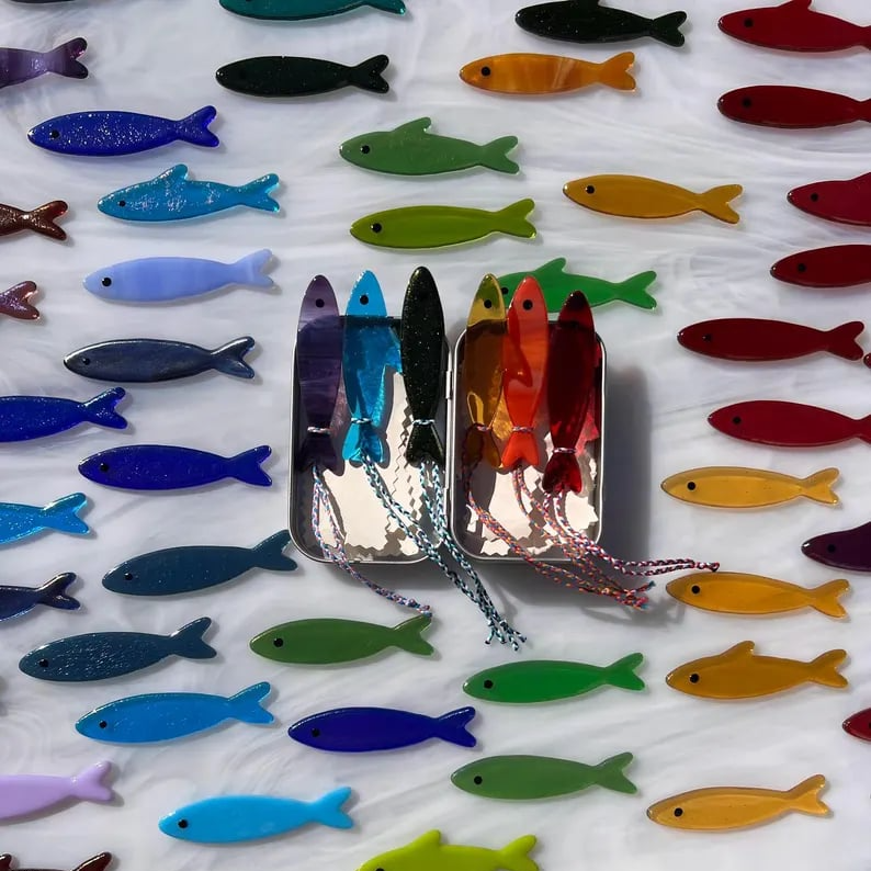 LAST DAY 49% OFF🐟️Handmade Stained Glass Sardine Suncatcher