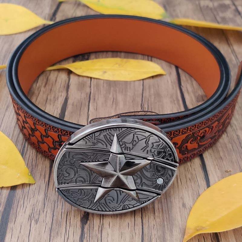 🔥LAST DAY 50% OFF🔥 Fashion Punk Genuine Leather Belt With Knife