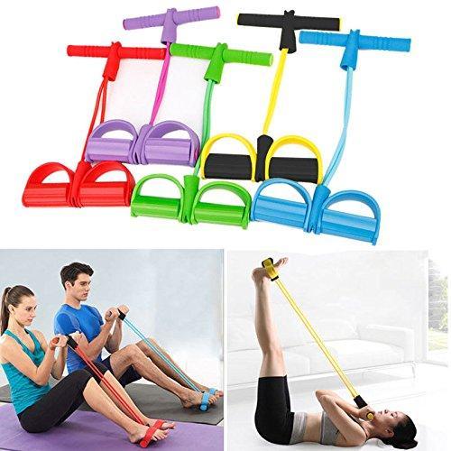 4-Tube Foot Pedal Resistance Band Elastic Pull Rope Fitness Equipment