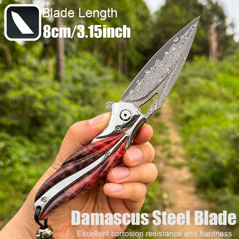 Purely Handmade VG-10 Damascus Folding Knife | EDC Camping Tool