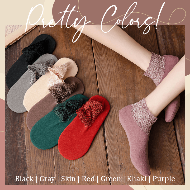 ✨Christmas 49% OFF💝-Anti-Slip Lace Socks With Fleece