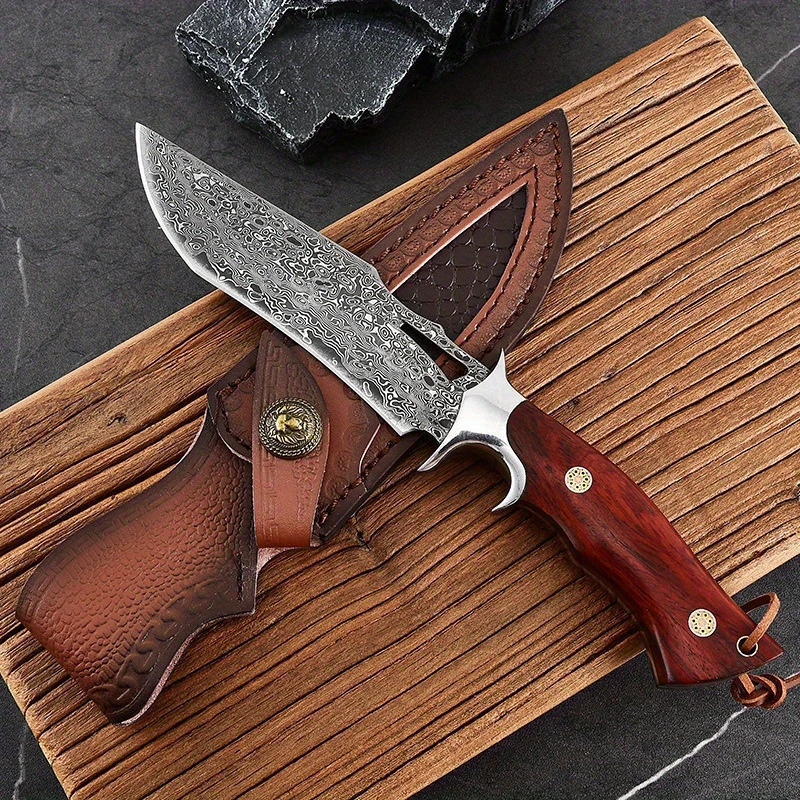 Damascus Steel Camping Knife - FREE SHIPPING
