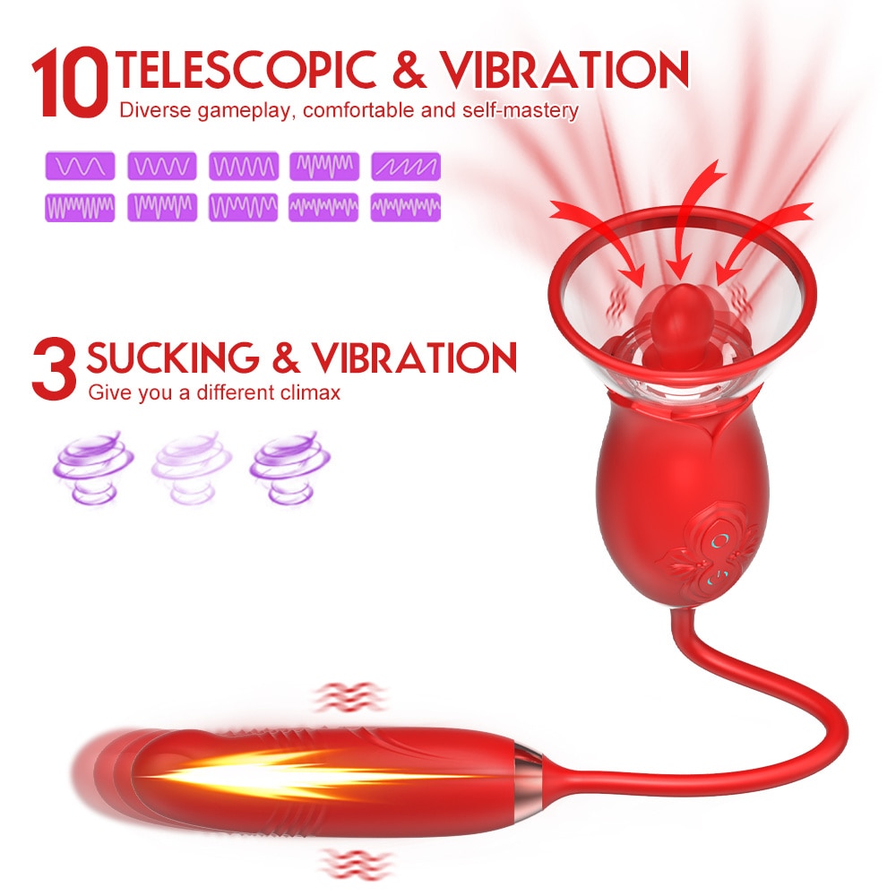 SHEMESIX - Women's Rose Vibrator Tongue Licking Vibration Inhalation Egg Vibration Masturbation Device