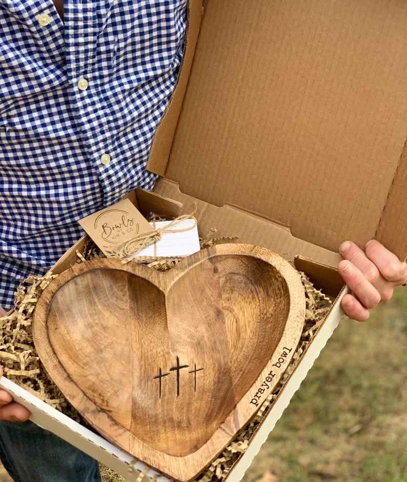 🎁New Heart Prayer Bowl Modern Cross