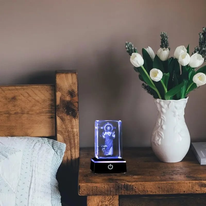 Jesus Cross Night Light Rectangular Glass with Multiple Adjustable Lighting Modes✝️