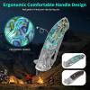 🐺 Damascus Pocket Knife – Handmade VG10 Steel with Abalone Shell Handle