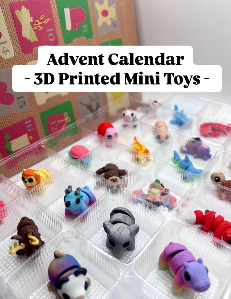 🎄Advent Calendar with 3D Printed Mini Animals for Christmas