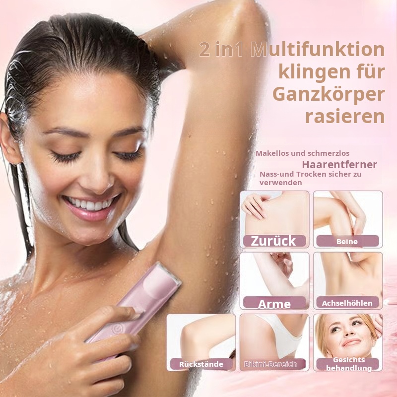 🔥Letzter Tag 50% RABATT-Bikini-Trimmer für Frauen, Elektrorasierer und Rasierer, wiederaufladbarer 2-in-1-Epilierer für Körper und Gesicht