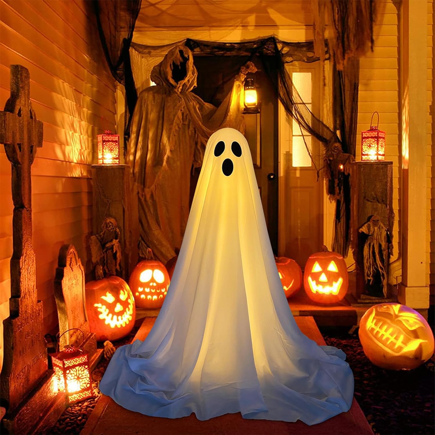 Halloween Spooky DIY Lit Ghost Decor