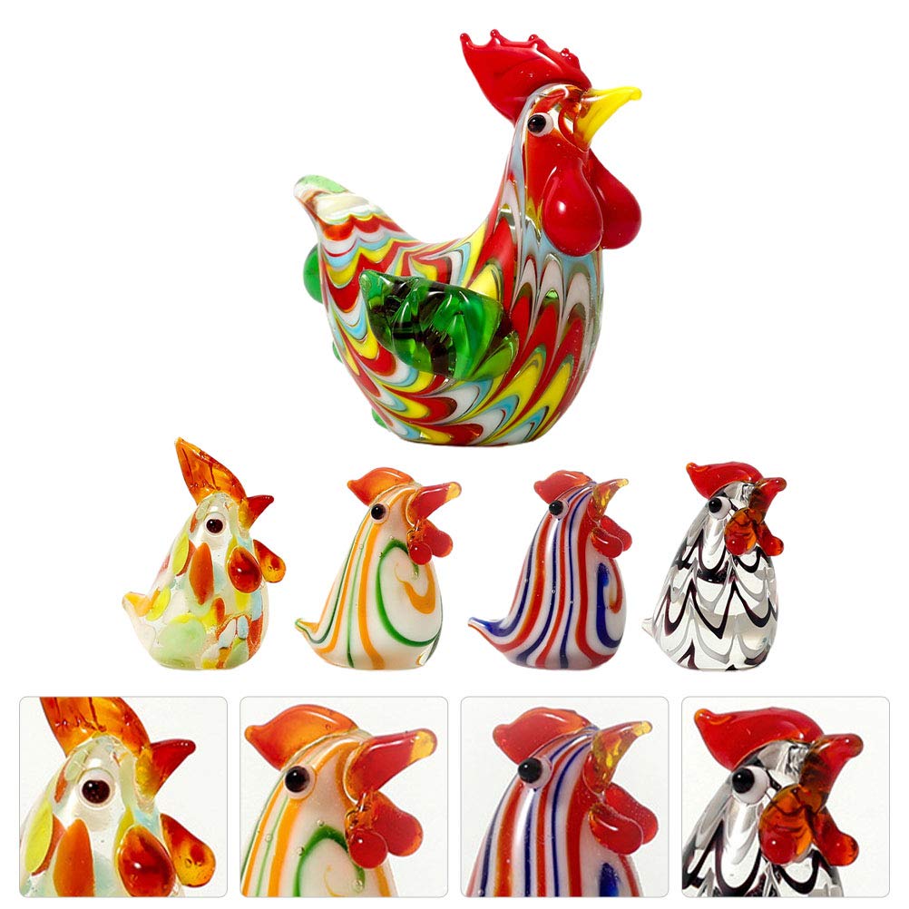 Glass Rooster Chicken Figurines