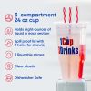3-Compartment Drink Cup with Lid and Straw