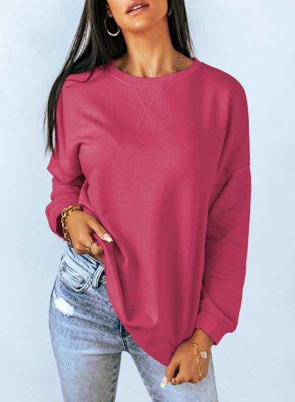 Dokotoo Women's Casual Crew Neck Sweatshirt Loose Soft Long Sleeve Pullover Tops