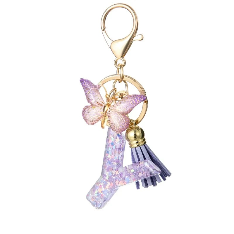 🔥Last Day 50% OFF - Butterfly Letter Keychain Tassel Design Vibrant Durable Lightweight Gift