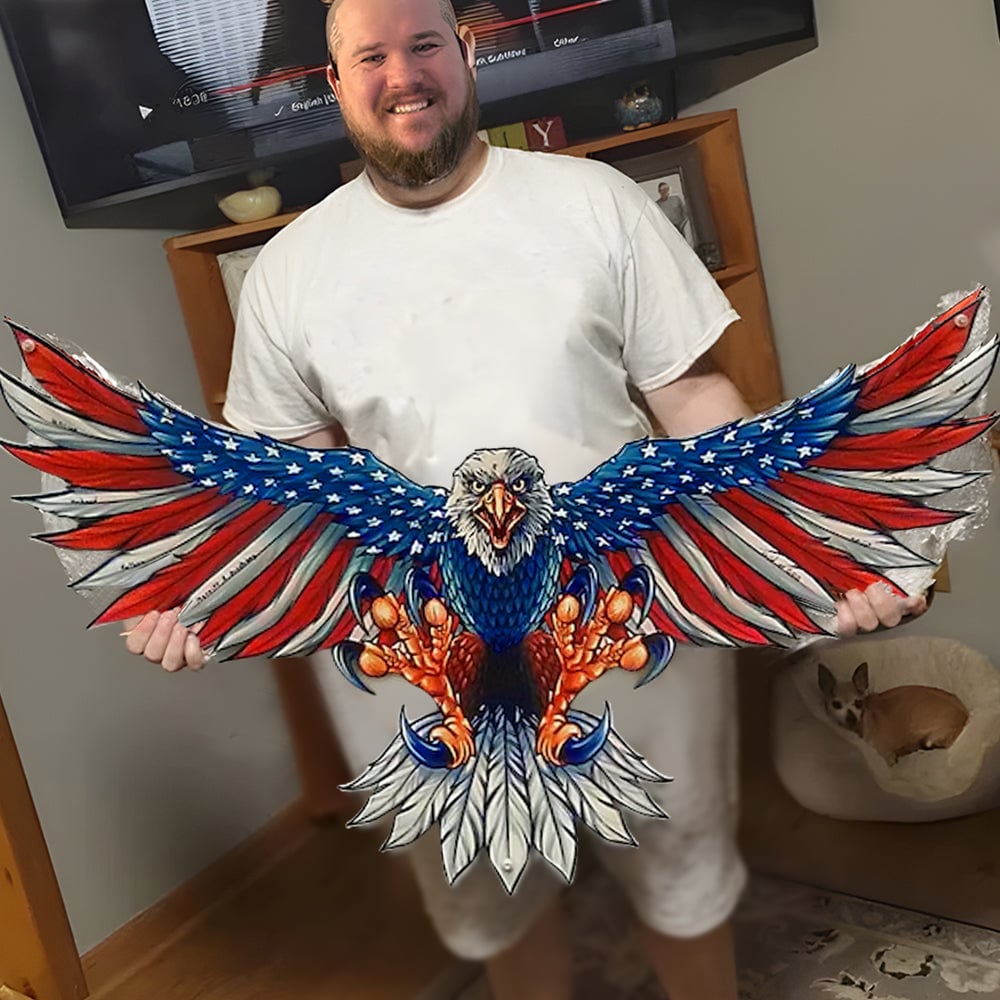 🦅Handmade Bald Eagle with Flag Wings