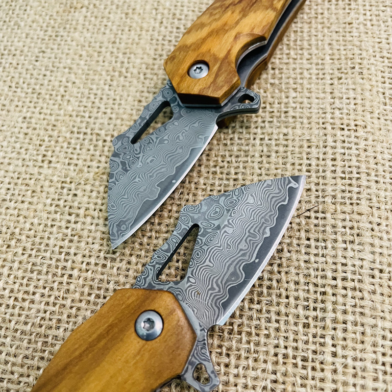 Soybean Damascus Steel Mini Pocket Knife