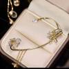 Vintage Crystal Butterfly Flower Ear Cuffs 2pcs Non-Pierced Sparkling Iced Out Rhinestone Butterfly Cartilage Climber Ear Wrap Prom Party Festival Ear Jewelry for Women