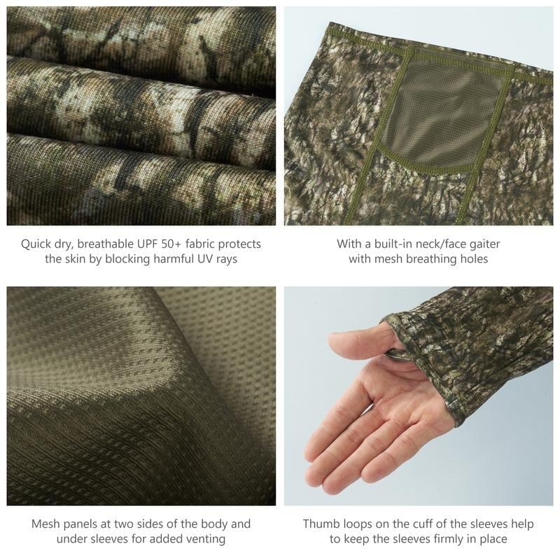 🎁Last Day Promotion 49% OFF🔥UPF 50+ Men's Hunting Shirts with Mask Long Sleeve Camo Fishing Hoodie