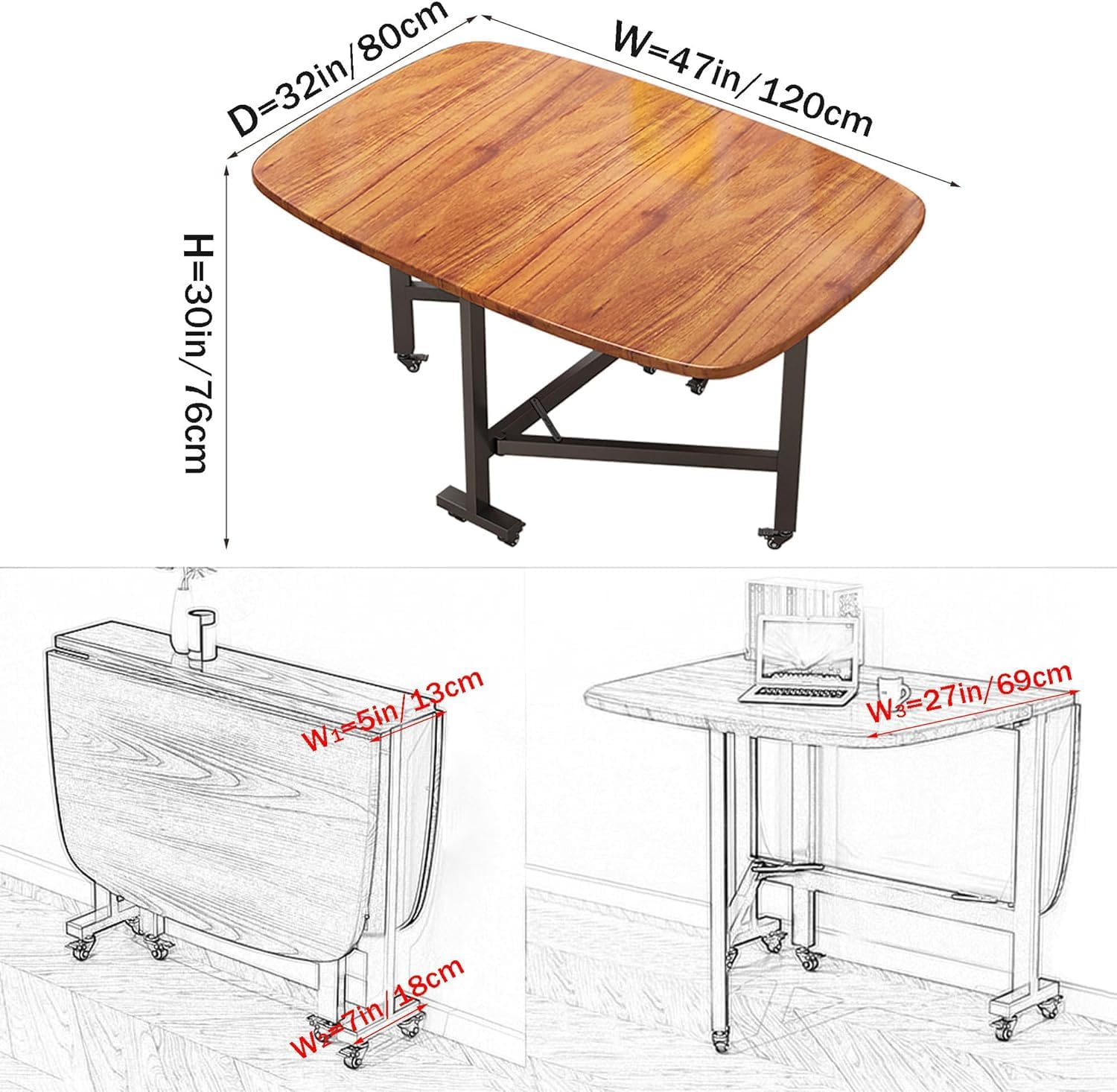 Multifunction Table Drop Leaf Dining Table - 47