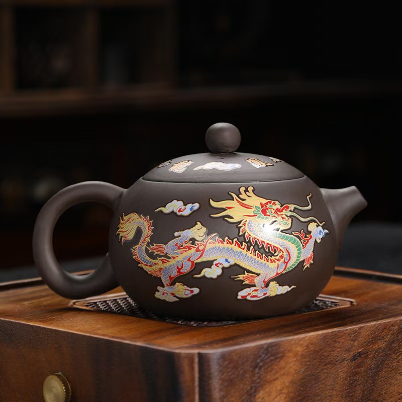 Purple clay pot that changes color when exposed to heat, Xishi Fengming pot, Kung Fu tea set, household teapot, Dragon and Phoenix pot, non-hot tea making device