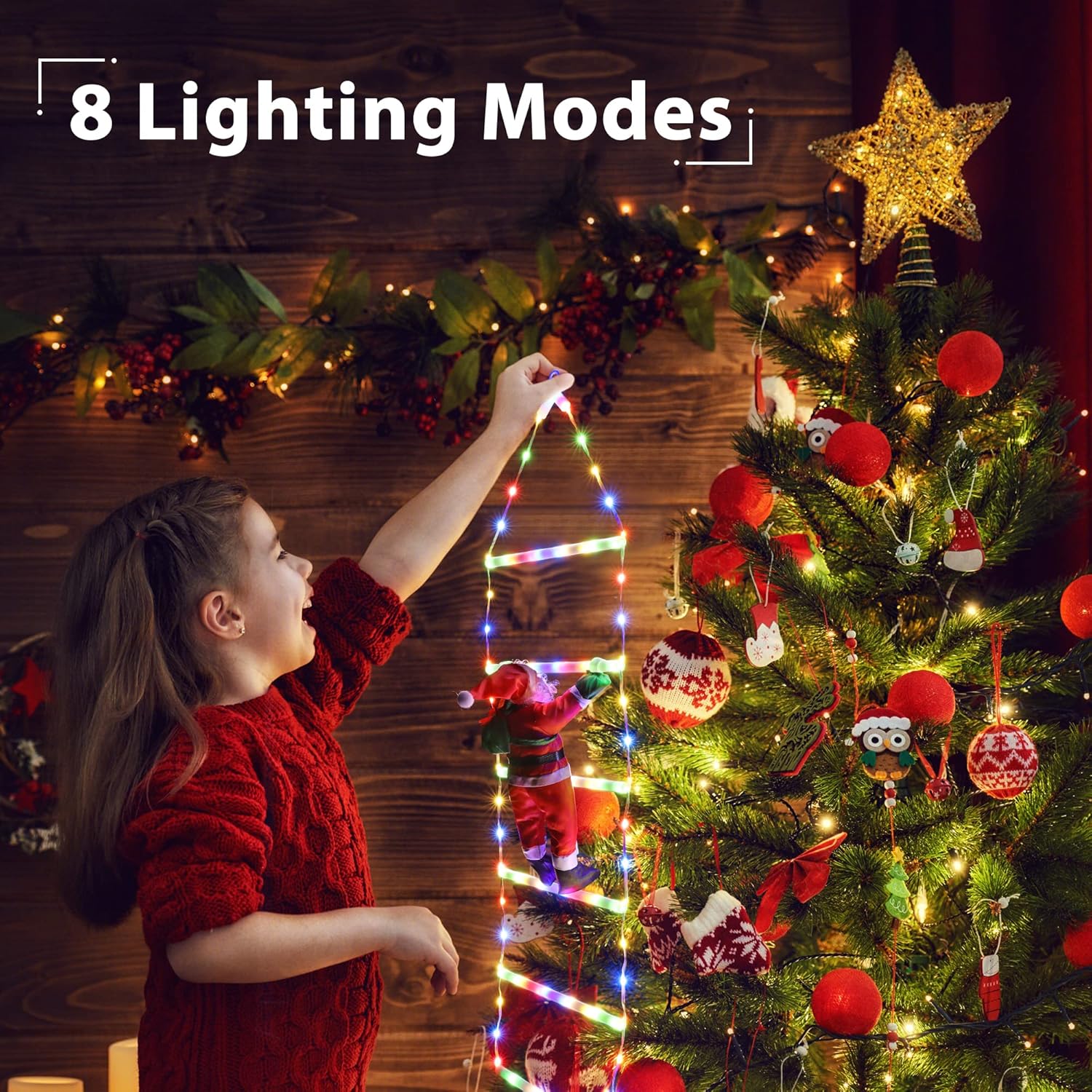 🎄TikTok Christmas Sale - 70% OFF✨LED Ladder Lights with Climbing Santa Claus