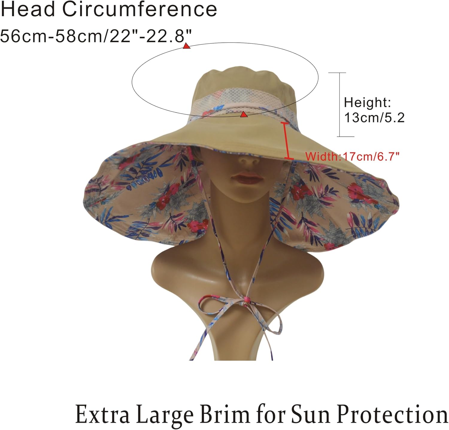 Packable Large Brim Sun Hat for Women - 6.7