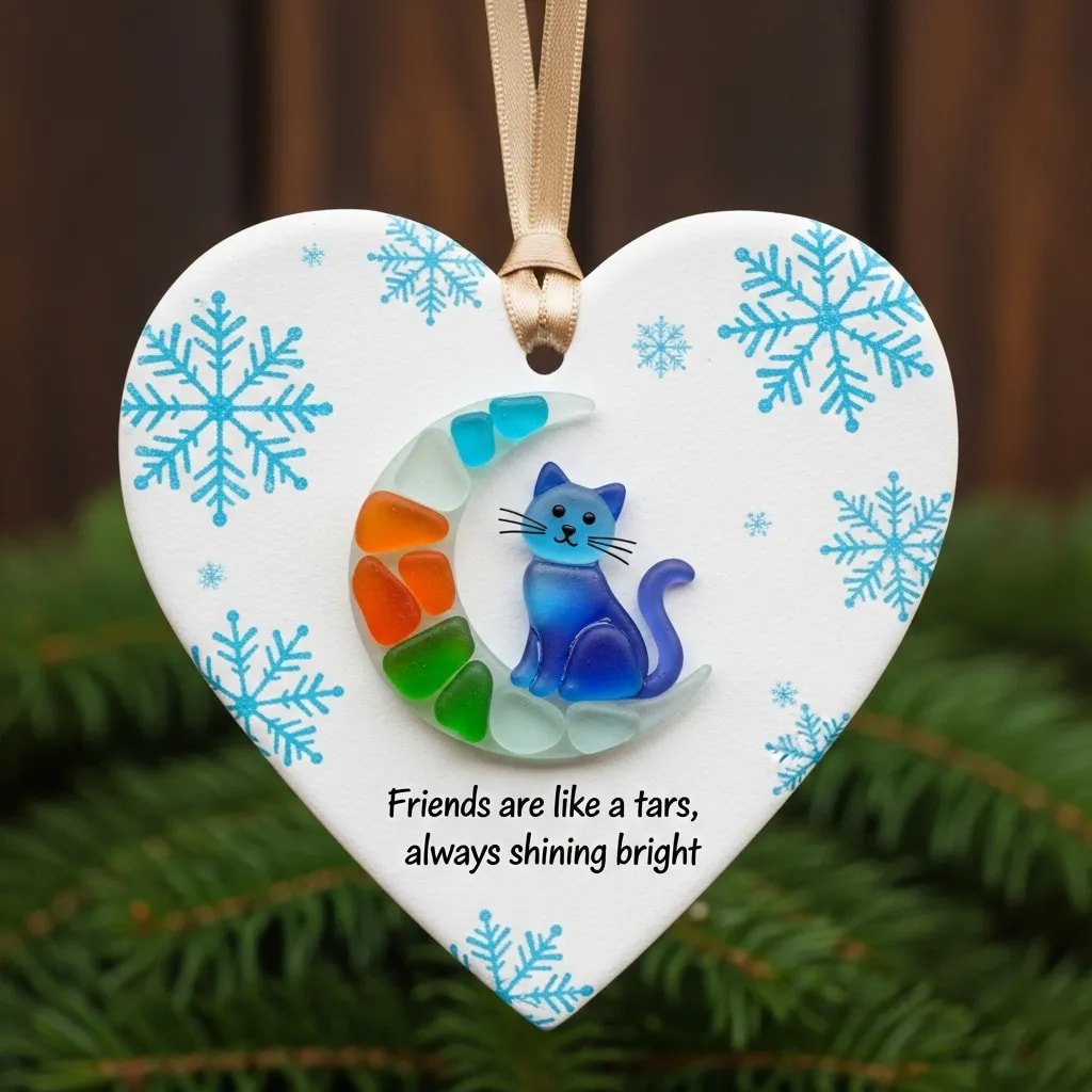 🌊💙Treasures of the Sea, Symbols of Friendship – ❤️ Sea Glass Heart Ornaments✨