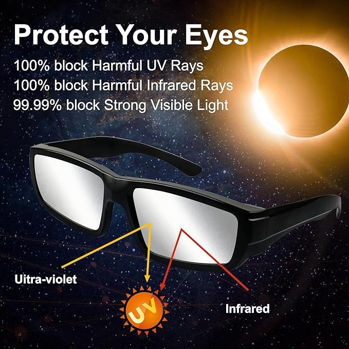 💥Hot Sale 48% OFF💥 Solar Eclipse Glasses Approved 2024,Solar Eclipse Glasses for Direct Sun Viewing-ISO 12312-2:2015(E) & CE Certified