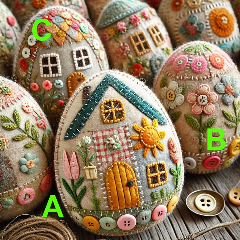 🥚🏡Patchwork Felt Egg House Kit