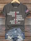 Retro America Courage Freedom Diversity Rights Kindness Justice Equality Print T-Shirt