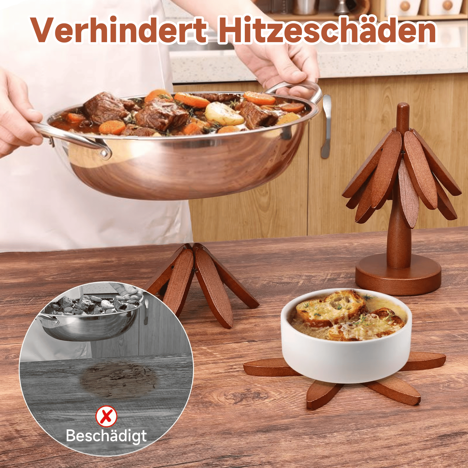 🔥Letzter Tag Verkauf 49% Rabatt✨Natürlicher Holztisch in natürlicher Holzbeständig gegen Premium -Hitze für heiße Gerichte