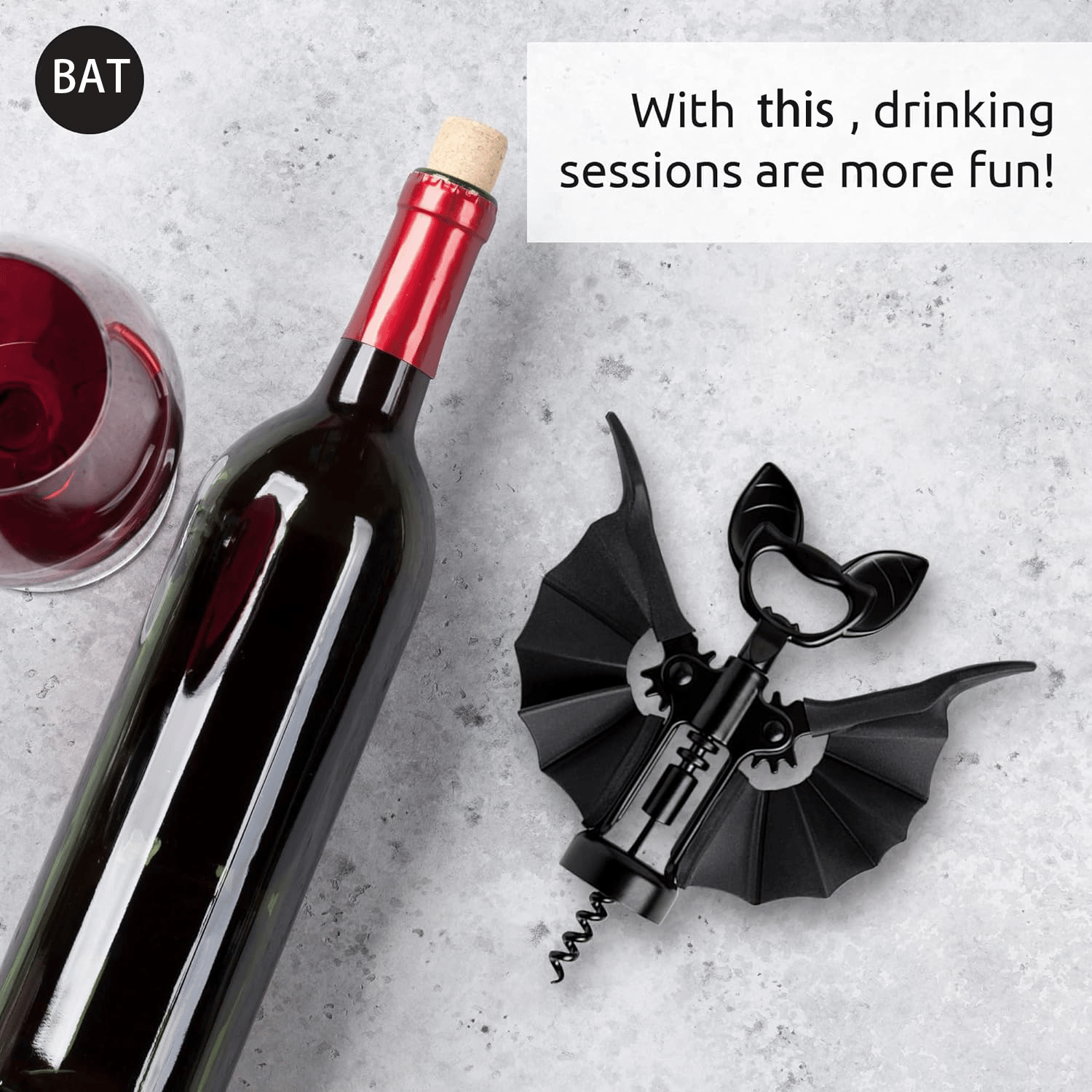 🔥🦇Bat Wine Opener with Wings