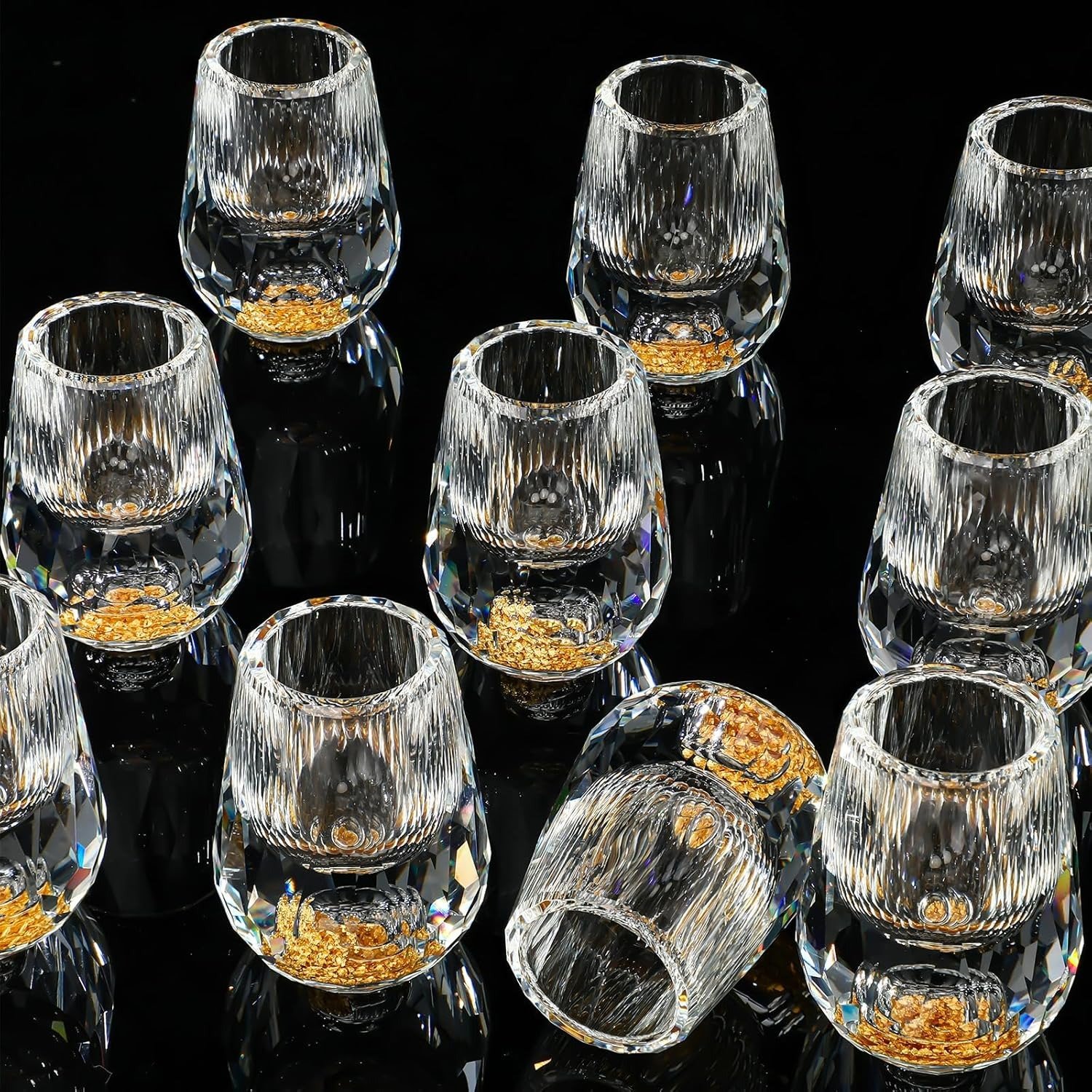 🔥Last Day Sale 49% OFF - BUY MORE&SAVE MORE-3D Glacier Glass Cup Crystal Gold Foil Shot Glasses