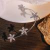 Vintage Crystal Butterfly Flower Ear Cuffs 2pcs Non-Pierced Sparkling Iced Out Rhinestone Butterfly Cartilage Climber Ear Wrap Prom Party Festival Ear Jewelry for Women
