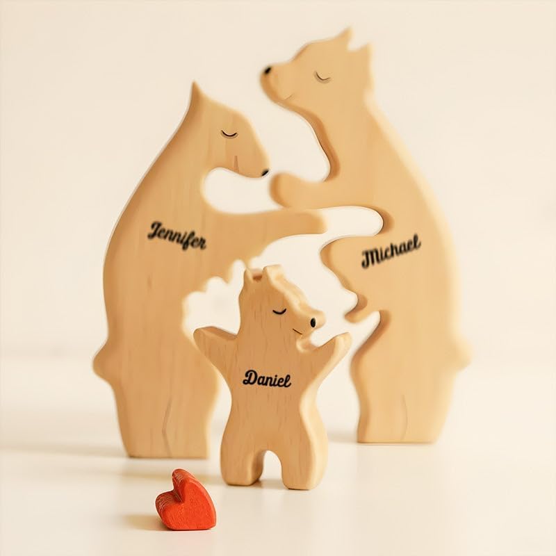 🎁Christmas Pre-Sale 70% OFF🎄Personalized Wooden Bears Family Puzzle - Wood Pet Carvings