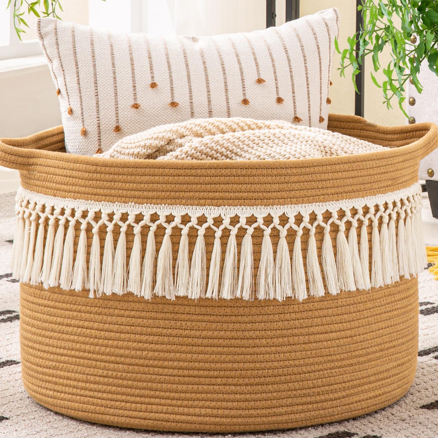 KAKAMAY Large Blanket Basket (20