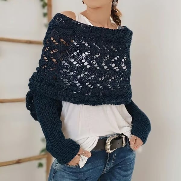 🎁Letzter Tag 49 % Rabatt🔥Gestrickter Zopfmuster-Umhang, Bolero für Damen