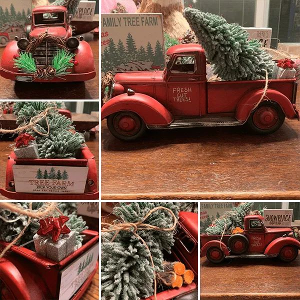 🎄🎅Christmas Presale - 49% OFF🚚🎄 Handmade Red Farm Truck Christmas Decor（ BUY 2 GET FREE SHIPPING)