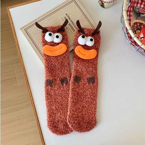 (🌲EARLY CHRISTMAS SALE - 50% OFF) 🎁Coral velvet three-dimensional quirky socks