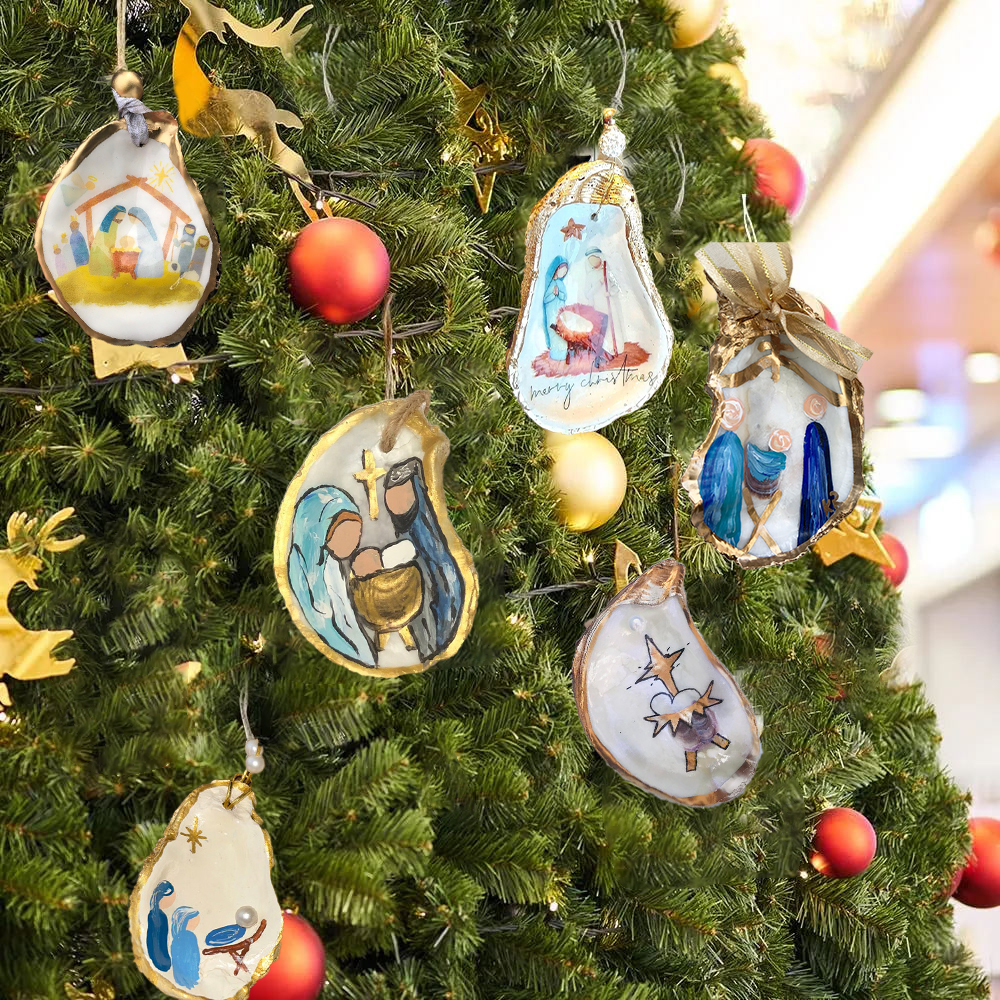 🎅2024 Christmas Gift--💙Handmade Oyster Shell Nativity Ornament