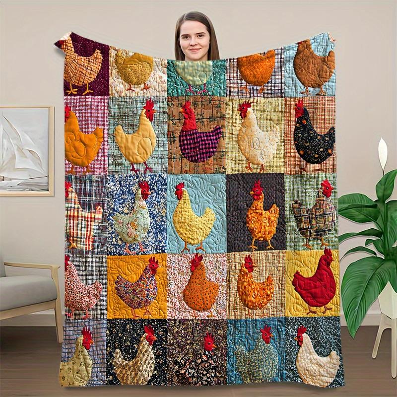 🐔Vintage-Hühnerdecke aus Flanell – weich & charmant