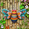 Iron Bee Art Sculpture Hanging Wall Decorations for Garden
