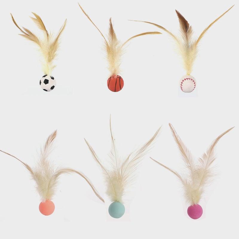 💥Only $9.99 Today😻Chicken Feather Elastic Ball Pet Toy