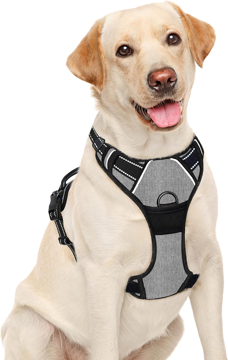 BARKBAY No Pull Dog Harness Front Clip Heavy Duty Reflective Easy Control Handle for Large Dog Walking(Black,L)