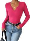 Deep U-neck Cross-neck Long-sleeved T-shirt Top