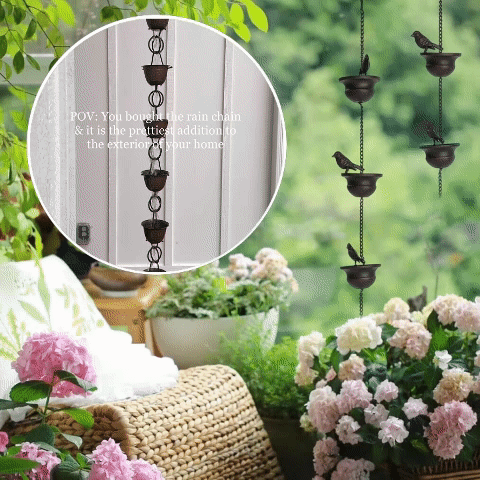 🎁TikTok Last Day Sale - 70% OFF🎉Where Rain Meets Art – Decorative Rain Chain with Bird Bath Design