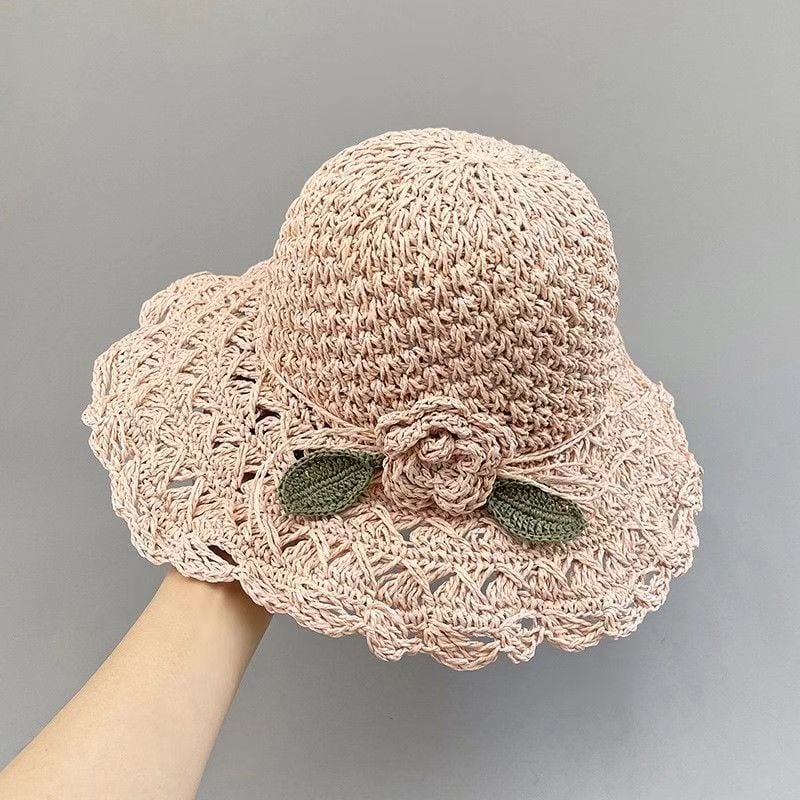 🔥Last Day 50% OFF🔥Elegant Crochet Straw Hat with Ruffle Detail