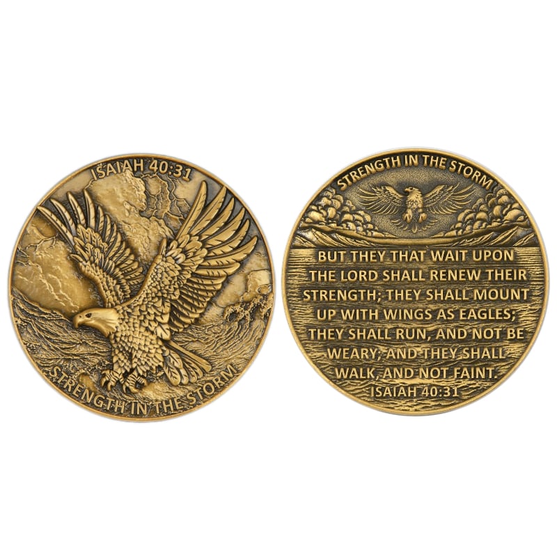 Eagle Christian Challenge Coin – Strength in the Storm