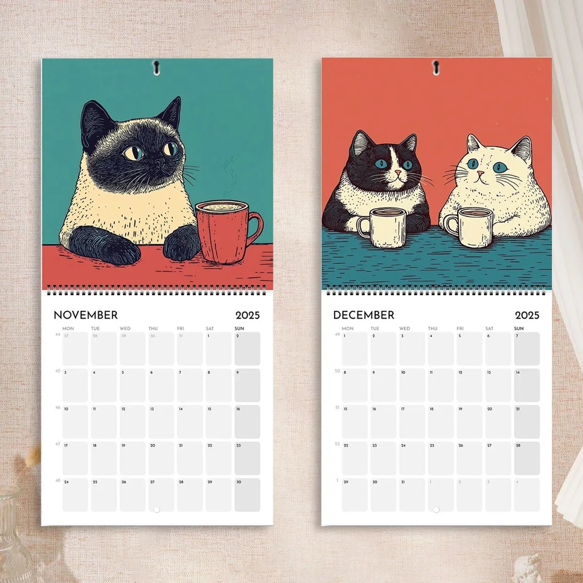 📅Year-end Promotion 50% Off🐈2025 Cat Calendar - Cats Chillin' With Coffee