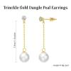 Pearl Earrings for Women, 14k Gold Pearl Drop Dangle Earrings White Adjustable Dainty Boho Pearl Tassel Earrings Statement Wedding Bridal Earrings Girls Birthday Gifts Prom Graduation Jewelry